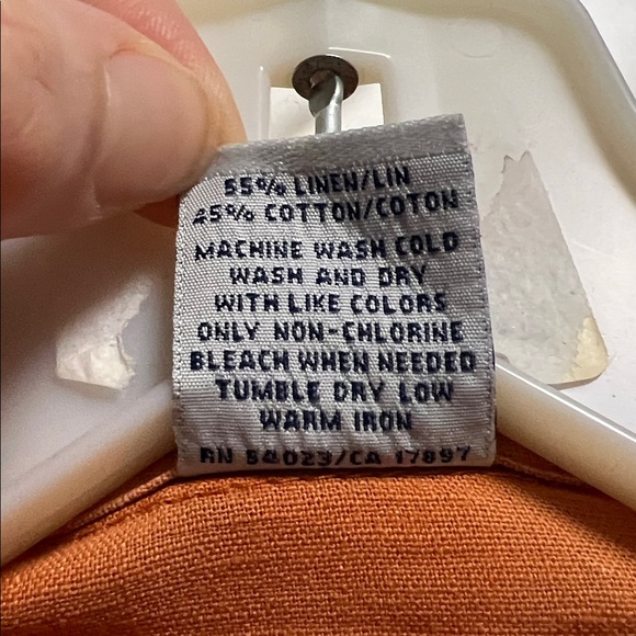 EUC Old Navy Men's Rust Button Down Shirt Linen and Cotton - Picture 5 of 5